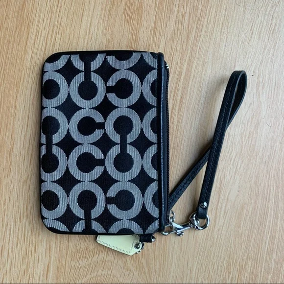 Coach Signature Stripe Small Wristlet Wallet / Clutch Black - Picture 5 of 5